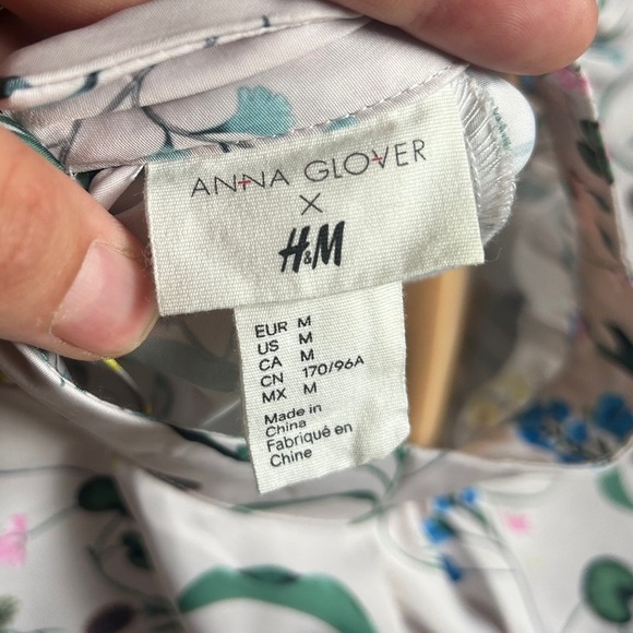 Anna Glover x H&M Cream Dress Floral Design Tunic Flowy Casual Formal Summer - Picture 3 of 10